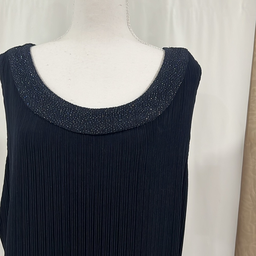 R&M Richards Black Sheath Dress Sleeveless Scoop Neck Midi